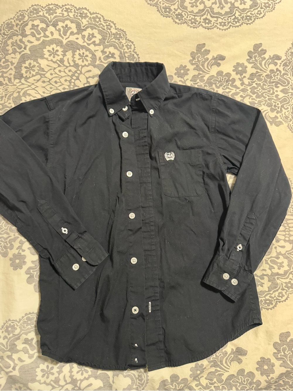 Youth Black Button-Down Long-Sleeve Shirt